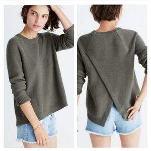 Madewell Province Cross-Back Pullover Sweater olive green medium